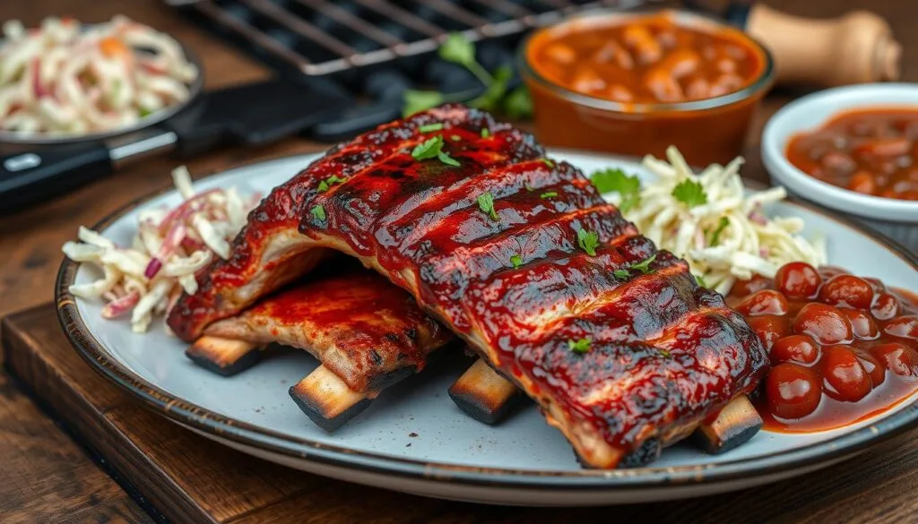 Juicy boneless beef ribs recipe cooked to perfection, served on a plate with a glossy glaze and garnished with fresh herbs for an irresistible meal